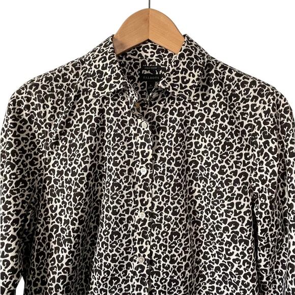 Talbots Leopard Spot Blouse Button Up Wrinkle Resistant Career Shirt Size 8 - Picture 2 of 6